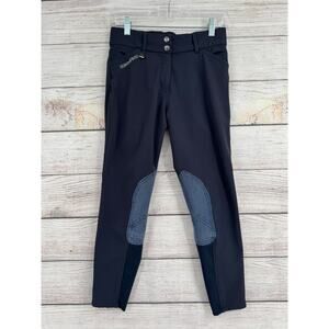 RoMFH Knee Patch Breeches Youth Girls Size 16 Navy Blue Equestrian Horse Riding
